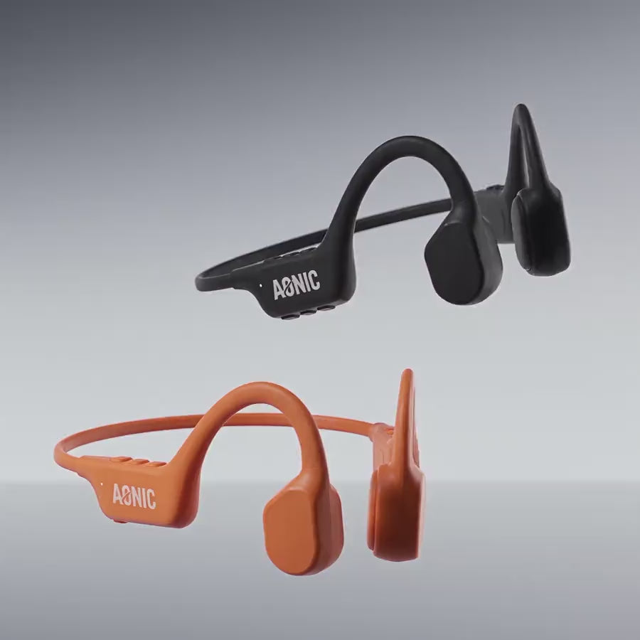 AONIC Flow 2.0 bone conduction headphones in water, 25 percent boosted volume
